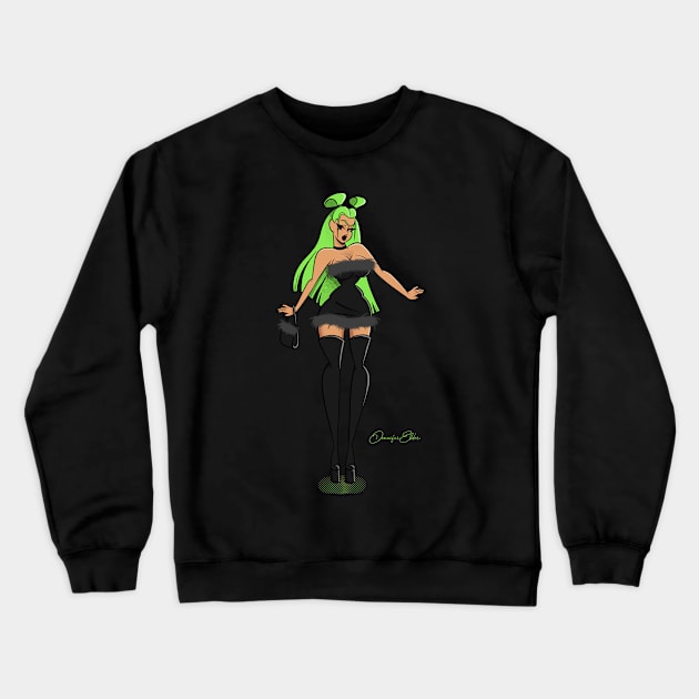 Green Bimbo Crewneck Sweatshirt by Jennifer Elder Art